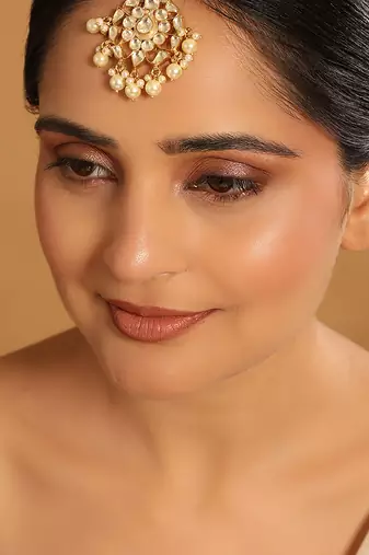 gold plated kundan studded maang tikka head jewellery