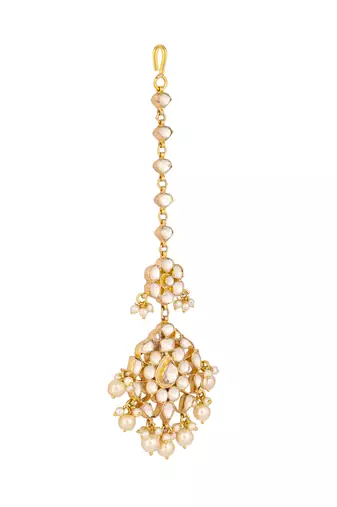 gold plated kundan studded maang tikka head jewellery