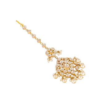 gold plated kundan studded maang tikka head jewellery 5