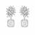 Rhodium plated rhinestone studded floral minimal cotemporary studs