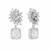 Rhodium plated rhinestone studded floral minimal cotemporary studs