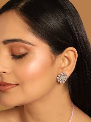Silver blossom diamond studs 1