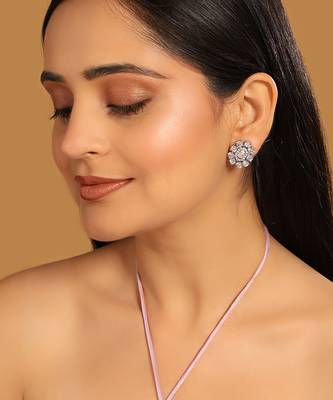 Silver blossom diamond studs 2