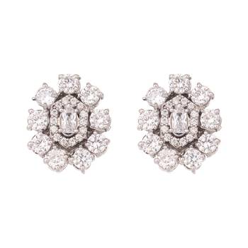 Silver blossom diamond studs 3