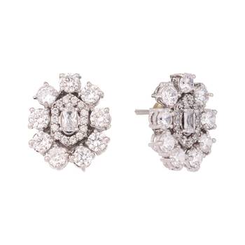 Silver blossom diamond studs 4