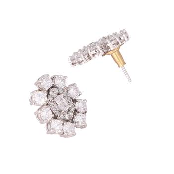 Silver blossom diamond studs 5