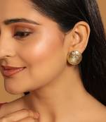 gold plated floral motif stud earrings