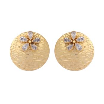 gold plated floral motif stud earrings 3