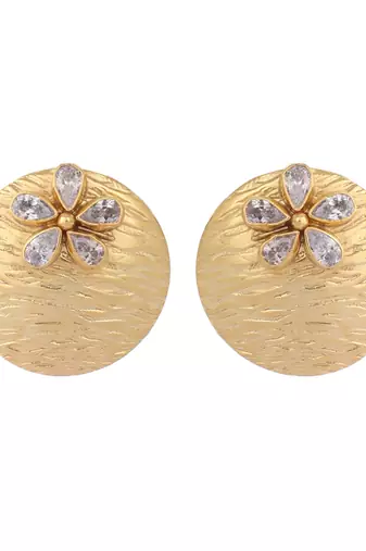 gold plated floral motif stud earrings