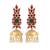 gold plated enamel & beaded dome shaped jhumka earrings