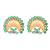 gold plated faux emerald stone studded contemporary shaped studs