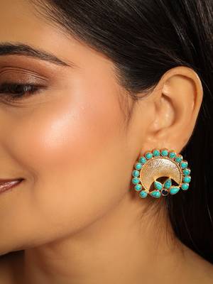 Turquoise crescent earrings 1