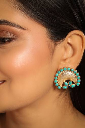 Turquoise crescent earrings