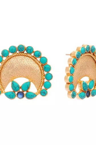 Turquoise crescent earrings