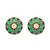 gold plated circular shaped sea green enamelled floral motif studs
