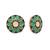 gold plated circular shaped sea green enamelled floral motif studs