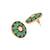 gold plated circular shaped sea green enamelled floral motif studs