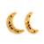 gold plated stone studded crescent shaped stud earrings