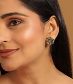 gold plated contemporary round shaped enamel studs