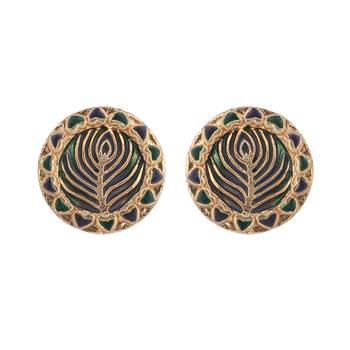gold plated contemporary round shaped enamel studs 3