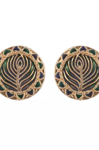 gold plated contemporary round shaped enamel studs