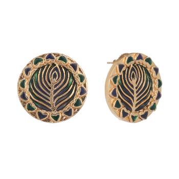 gold plated contemporary round shaped enamel studs 4