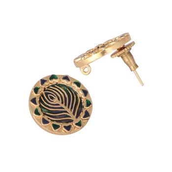 gold plated contemporary round shaped enamel studs 5