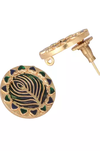 gold plated contemporary round shaped enamel studs