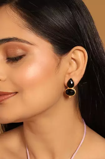 gold plated black embrace earrings
