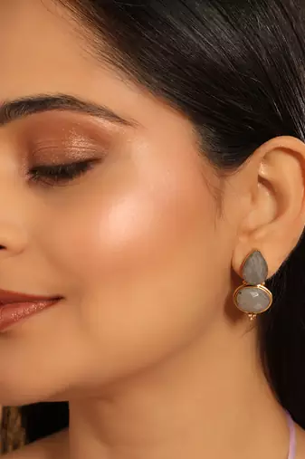 22k gold plated grey embrace earrings