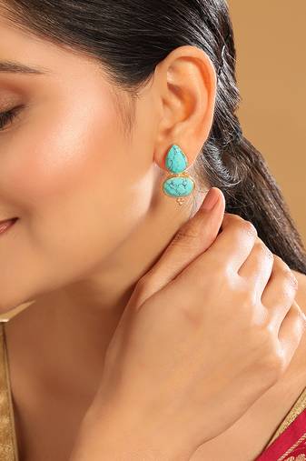 gold plated turquoise embrace earrings