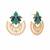 gold plated turquoise enamel studded indo western floral jali statement stud earrings