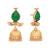 gold plated emerald stone studded ethnic jhumkas