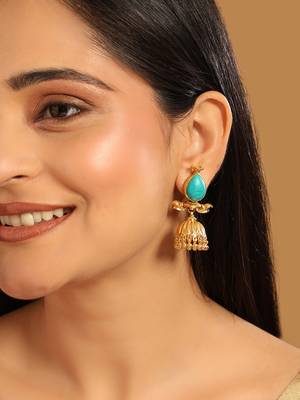 gold plated turquoise grace earrings 1