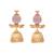 gold plated rose quartz stone studded ethnic jhumkas