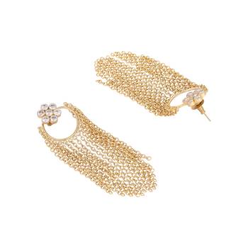 gold plated crystal studded floral stud contemporary dangler earrings 5