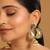 gold plated turquoise stone studded contemporary mini jhumki dangler earrings