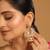 gold plated white stone studded contemporary mini jhumki dangler earrings