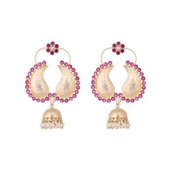 gold plated pink paisley bloom earrings 3