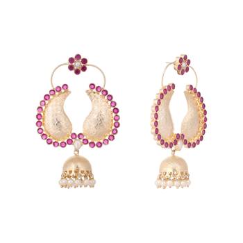 gold plated pink paisley bloom earrings 4