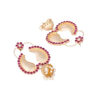 gold plated pink paisley bloom earrings 5