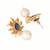 gold plated pearl & crystal studded contemporary floral stud earrings