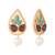 gold plated faux turquoise stone studded contemporary petal shaped pearl drop stud earrings