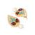 gold plated faux turquoise stone studded contemporary petal shaped pearl drop stud earrings