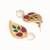 gold plated ruby stone studded contemporary petal shaped pearl drop stud earrings