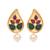 gold plated emarald stone studded contemporary petal shaped pearl drop stud earrings