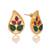 gold plated emarald stone studded contemporary petal shaped pearl drop stud earrings