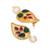 gold plated emarald stone studded contemporary petal shaped pearl drop stud earrings