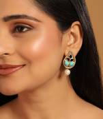 gold plated black paisley earrings