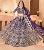 purple embroidered sequin lehenga choli 